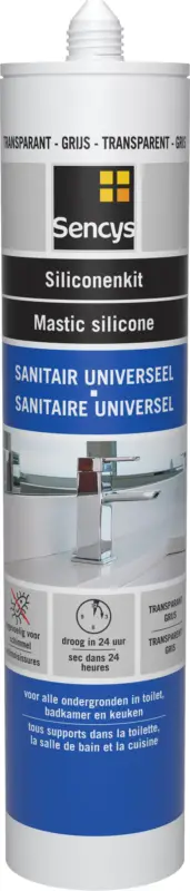 Sencys siliconenkit sanitair grijs 310ml Korting