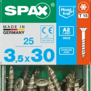 Gratis Retour Spax universeel schroef 'T-star' RVS 3.5x30mm 25 stuks