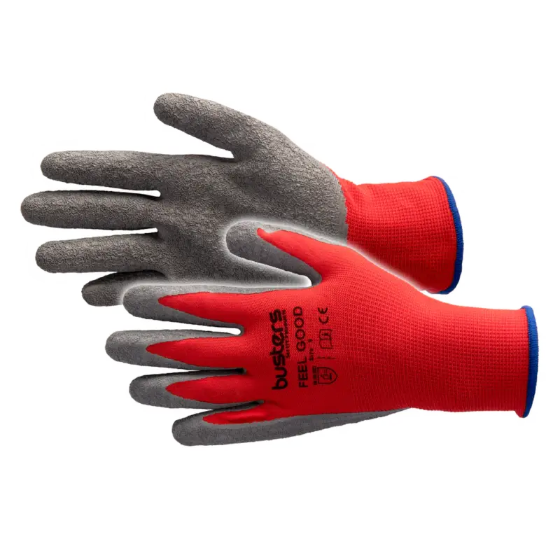 Beperkte Voorraad Busters handschoenen Feel Good nylon grijs/rood M9