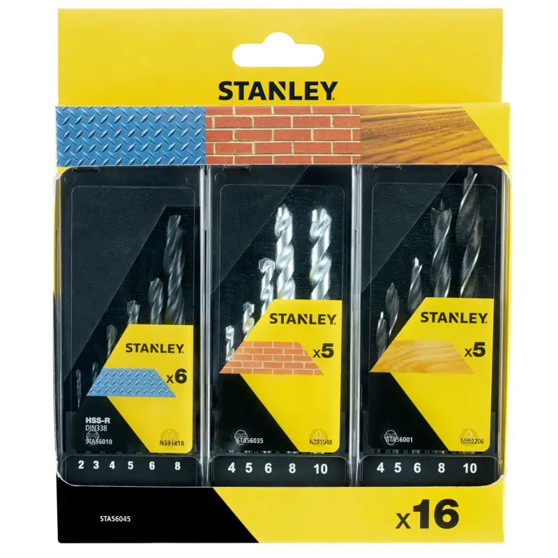 Betrouwbaar Stanley borenset STA56045-QZ metaal/hout/steen 16 stuks