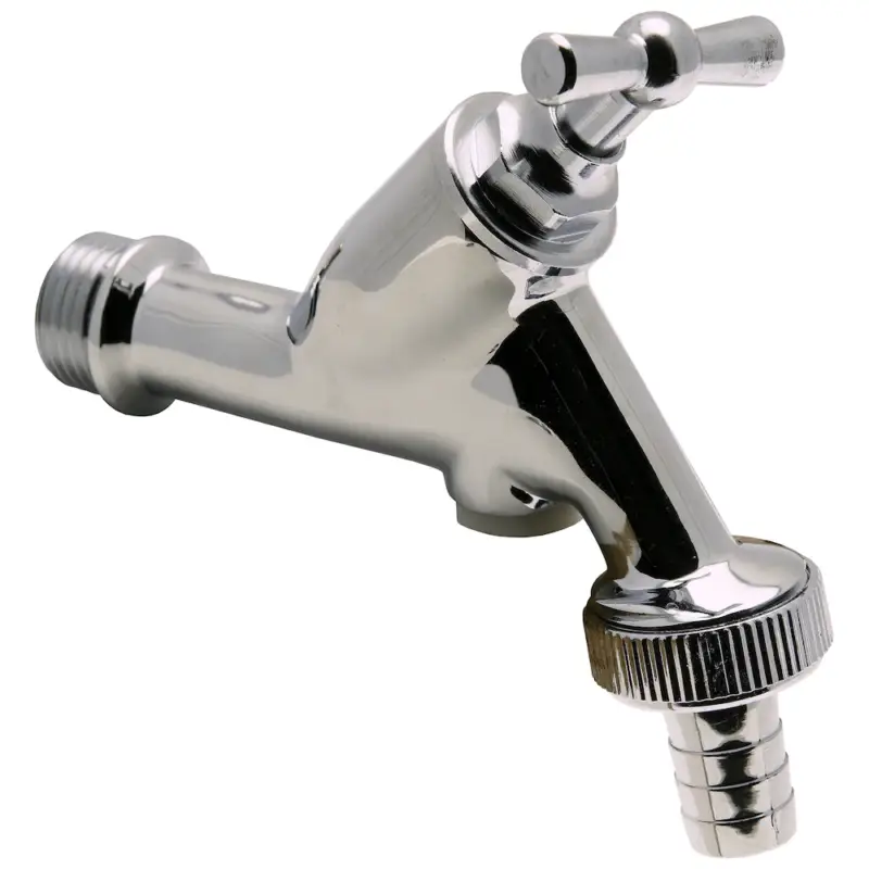 Budget Sanivesk tapkraan met beluchter, krukbediening en slangwartel chroom ( buitendraad x buitendraad ) 1/2" x 3/4"