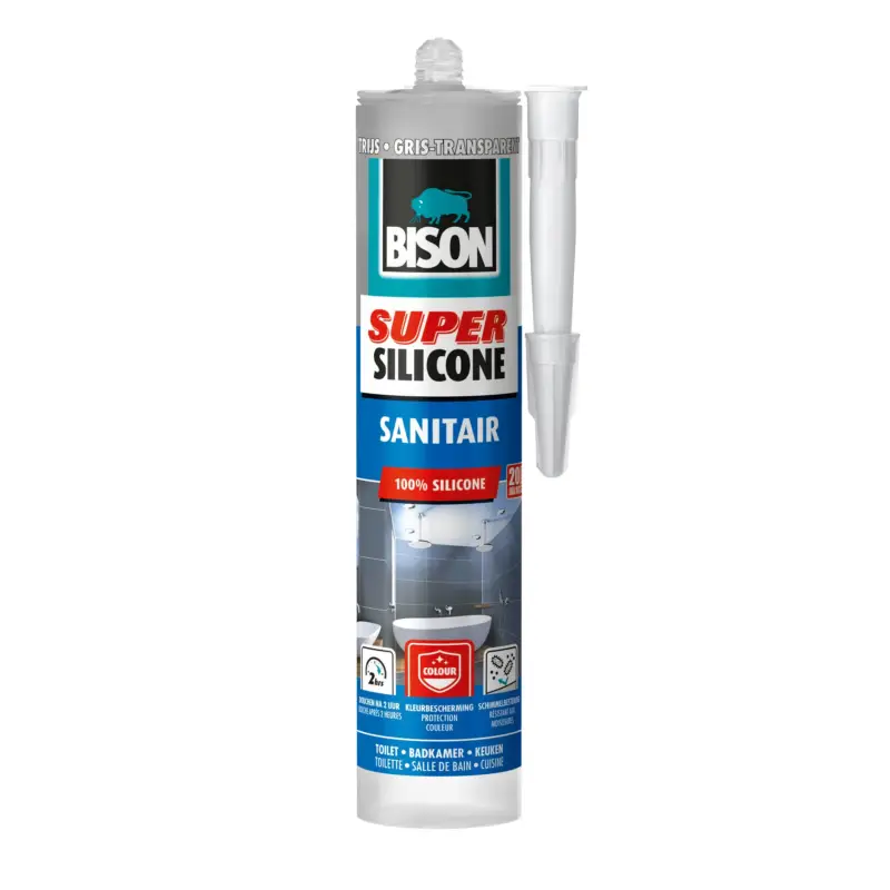 Nieuw Bison siliconenkit super silicone sanitair grijs transparant 300ml