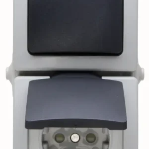 Nieuw Sencys combinatie wisselschakelaar/stopcontact verticaal Denver geaard grijs