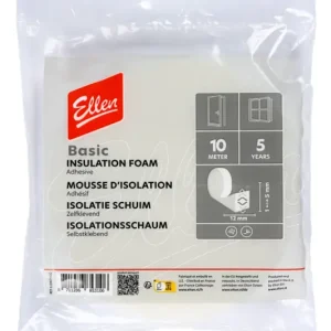 Authentiek Ellen tochtband schuim 12x6mm. Zelfklevend, wit, 10 meter